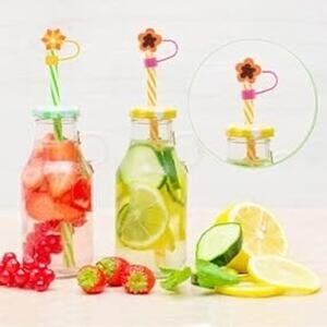 8 Pcs Flower Straw Covers Cap